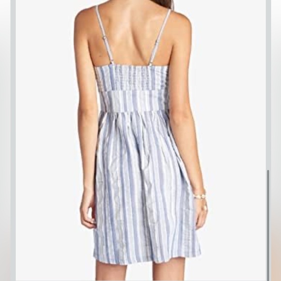 Roxy Under The Cali Sun Striped Cotton Tie-Front Sundress Small Beach Summer - Picture 4 of 9